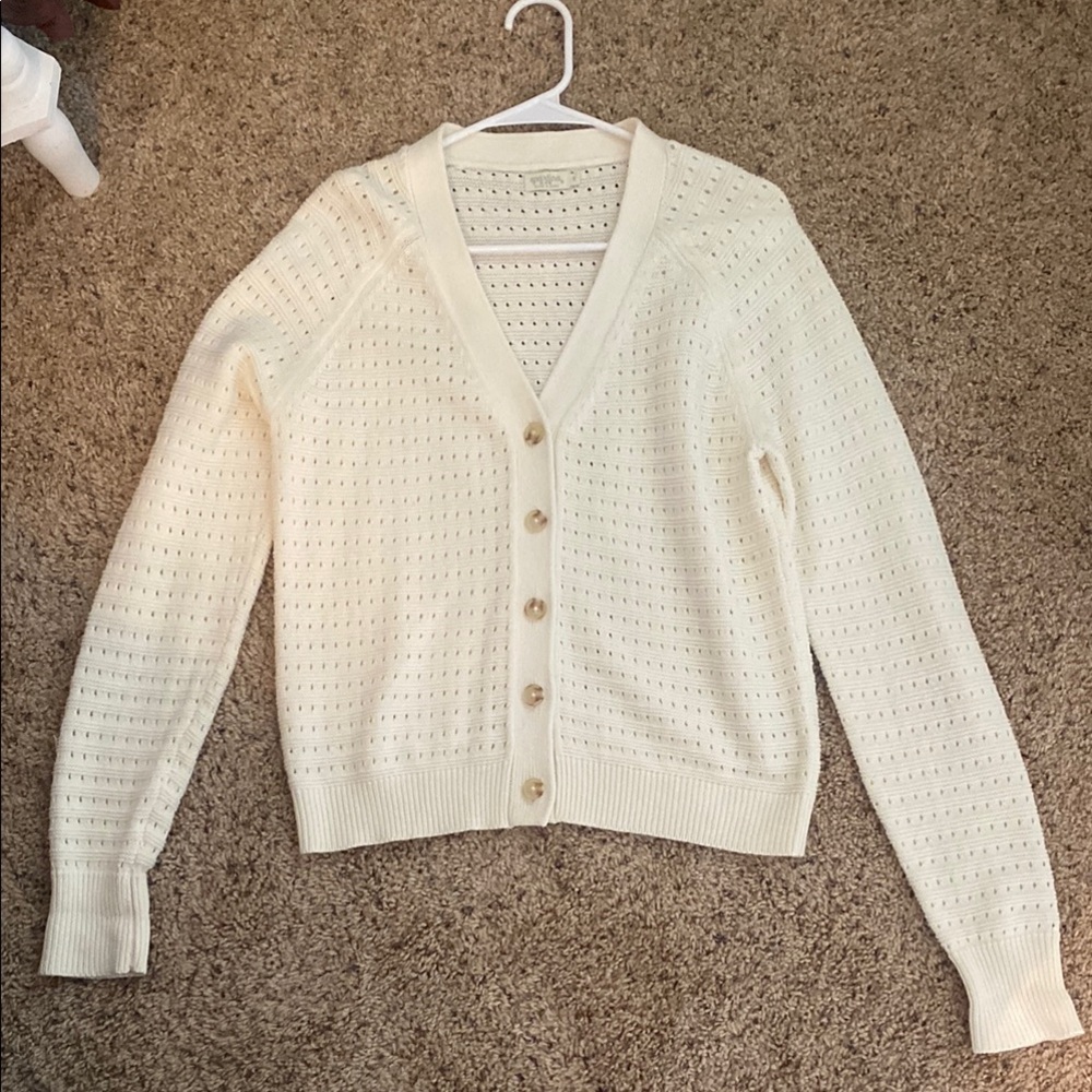 Spartina Cream Button-Up Cardigan